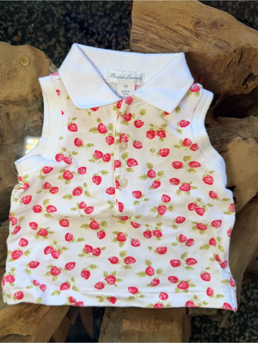 Ralph Lauren Polo Top with Pink Strawberry Print (+ matching Carters shorts)